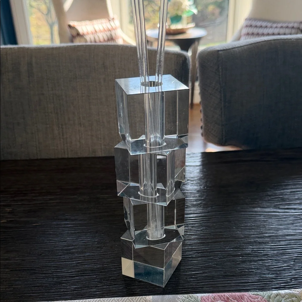 Crystal Tower Bud Vase by Tizo clear elegant NWT + box Gorgeous! - Picture 7 of 9